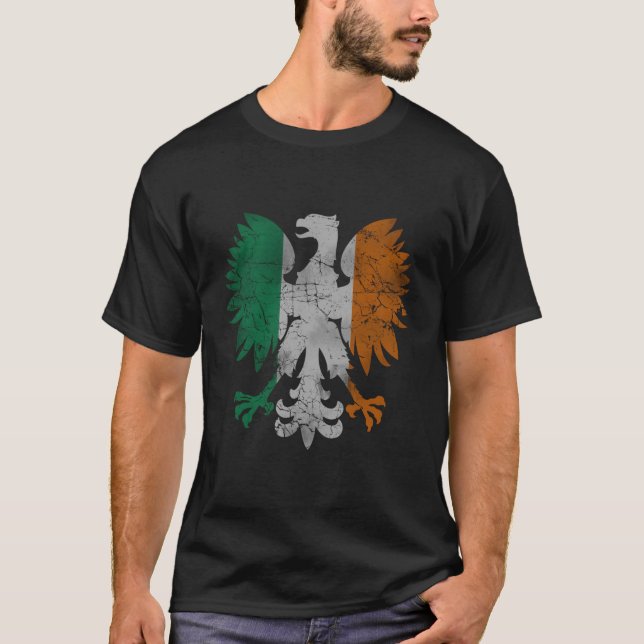 T-shirt Drapeau d'aigle polonais irlandais (Devant)