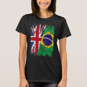 T-shirt Drapeau d'amitié BRÉSIL Demi ROYAUME-UNI Royaume-U