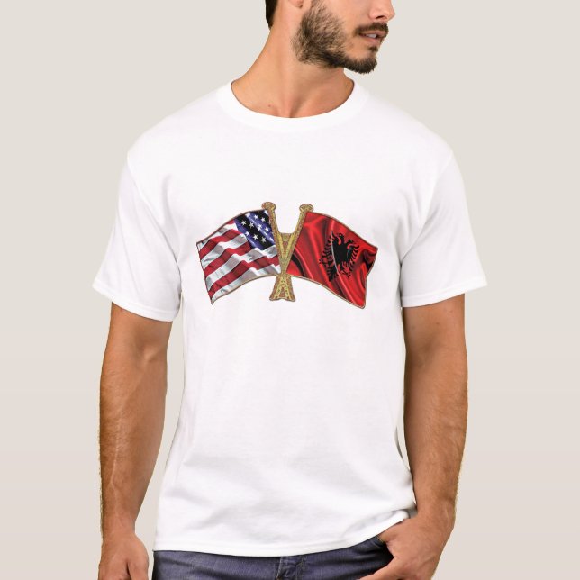 T-shirt Drapeau d'amitié de l'Albanie Etats-Unis (Devant)