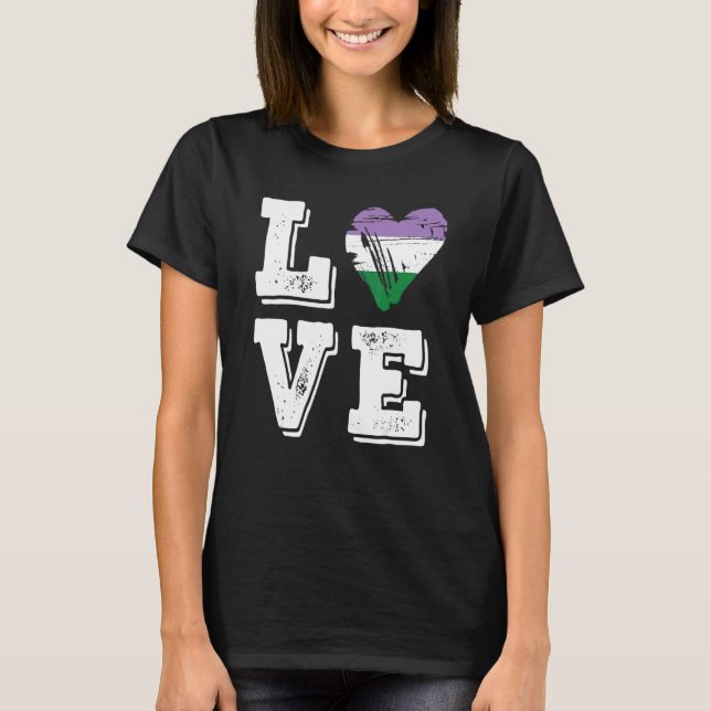 T-shirt Drapeau d'amour Genderqueer Pride (Devant)