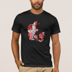 T-Shirt Drapeau Danemark Carte