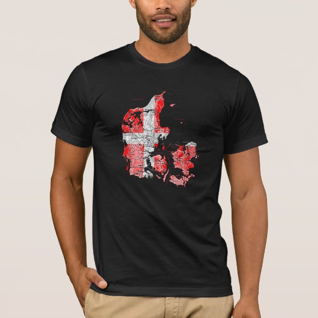 T-Shirt Drapeau Danemark Carte (Devant)