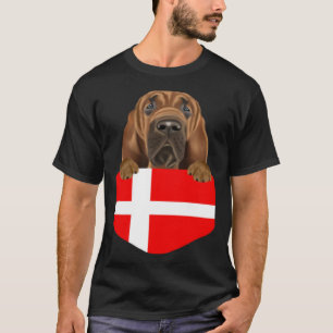T-shirt Drapeau Danemark Chien Bloodhound Dans Poche