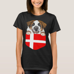 T-shirt Drapeau Danemark Chien St Bernard Dans Poche