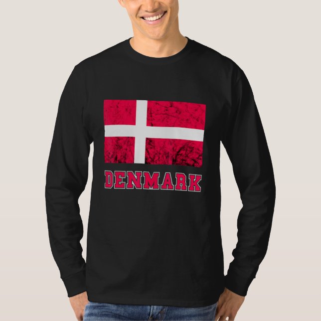 T-shirt Drapeau Danemark Dannebrog Retro Danois Pride Dano (Devant)