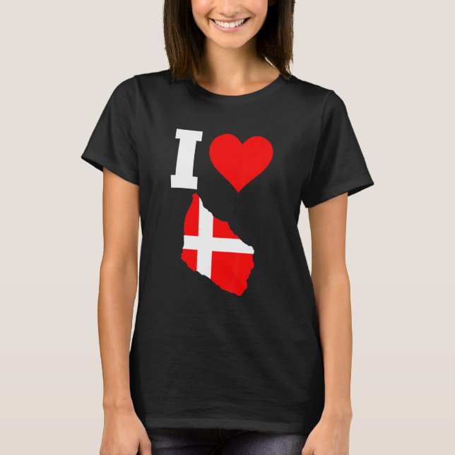 T-shirt Drapeau Danemark pour Bornholm I Love Bornholm (Devant)