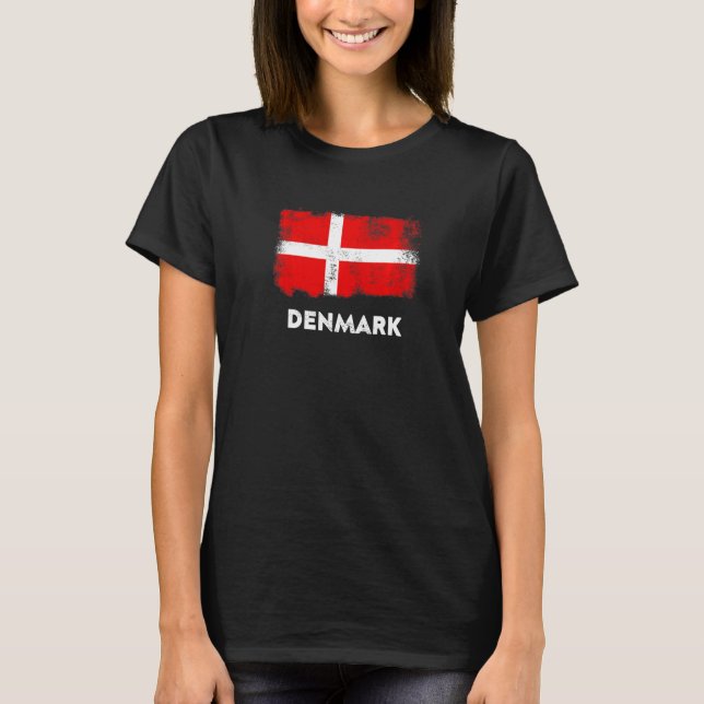 T-shirt Drapeau Danmark Danemark Blanc Rouge (Devant)