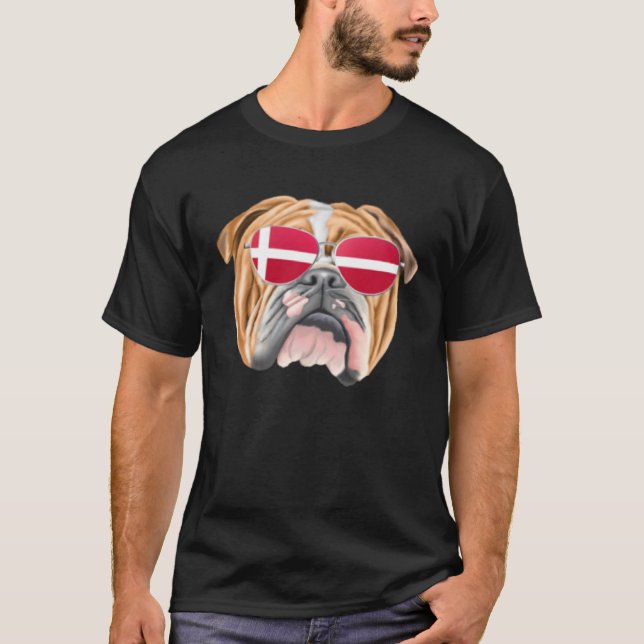 T-shirt Drapeau danois Bulldog Danemark poche (Devant)