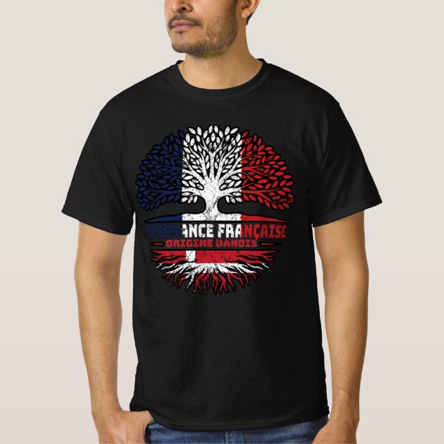 T-shirt Drapeau danois France Arbre (Devant)