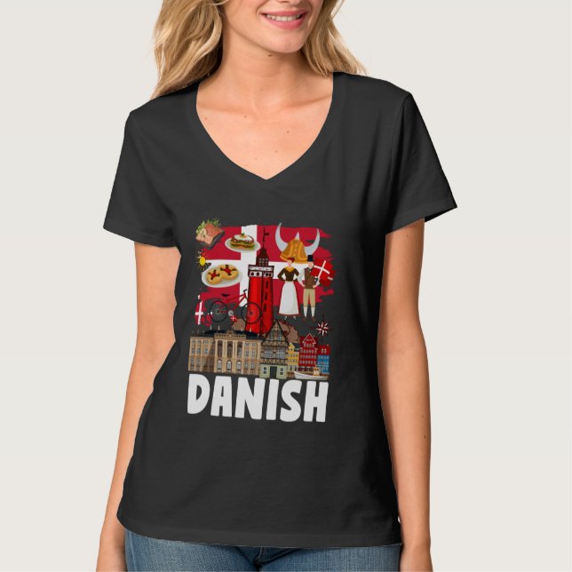 T-shirt Drapeau Danois Idée Pour Enfants Danemark Drapeau  (Devant)