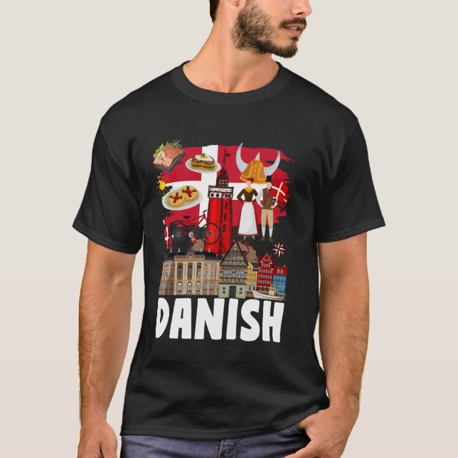 T-shirt Drapeau Danois Idée Pour Enfants Danemark Drapeau  (Devant)