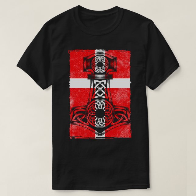 T-shirt Drapeau danois Mjlnir (Design devant)