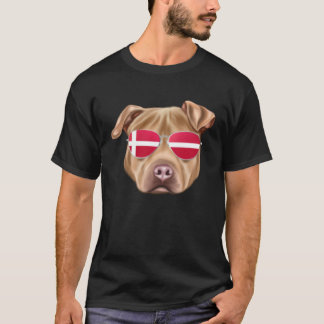 T-shirt Drapeau danois Usa Staffordshire Terrier Chien Dan