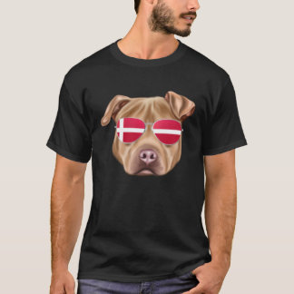 T-shirt Drapeau danois Usa Staffordshire Terrier Chien Dan