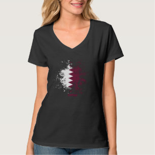 T-shirt Drapeau d'aquarelle du Qatar, drapeau du Qatar Vin