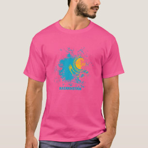 T-shirt Drapeau d'aquarelle kazakh, drapeau du Kazakhstan
