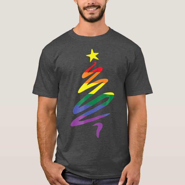 T-shirt Drapeau d'arbre de Noël LGBTQ (Devant)