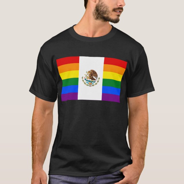 T-shirt Drapeau d'arc-en-ciel de gay pride du Mexique LGBT (Devant)
