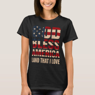 T-shirt Drapeau d'art Dieu bénisse l'Amérique
