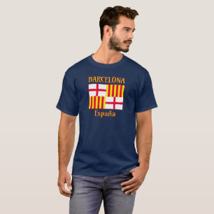 T-shirt Drapeau de Barcelone en rouge blanc et jaune