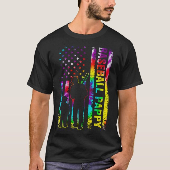 T-shirt Drapeau de base-ball américain appy teint (Devant)