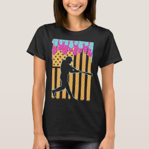 T-shirt Drapeau de base-ball Bat Boys Ice Cream American F