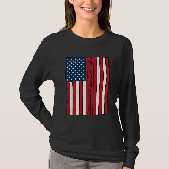T-shirt Drapeau de baseball en détresse Conception vectori (Devant)