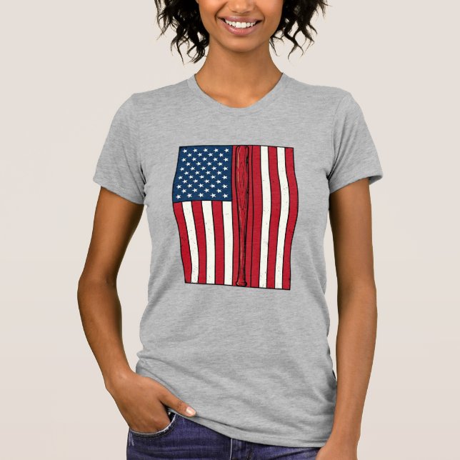 T-shirt Drapeau de baseball en détresse design vectoriel v (Devant)