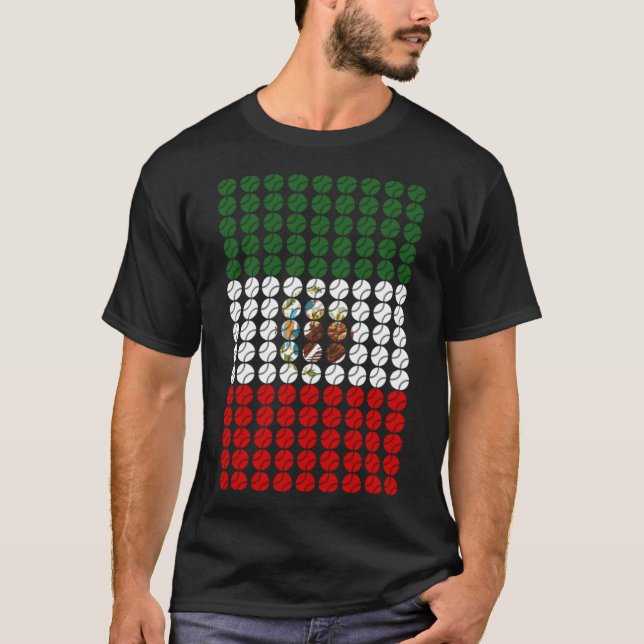 T-shirt Drapeau de baseball mexicain pour les fans de base (Devant)