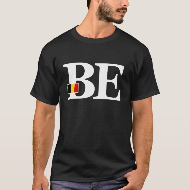 T-shirt Drapeau de Belgique et Initiales de pays (Devant)