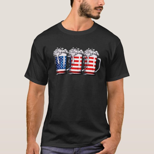 T-shirt Drapeau De Bière Américain 4 Juillet    Merica Boi (Devant)