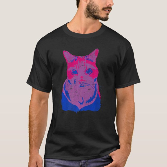 T-shirt Drapeau de bisexualité Chat Queer Lgbtq Mois de la (Devant)