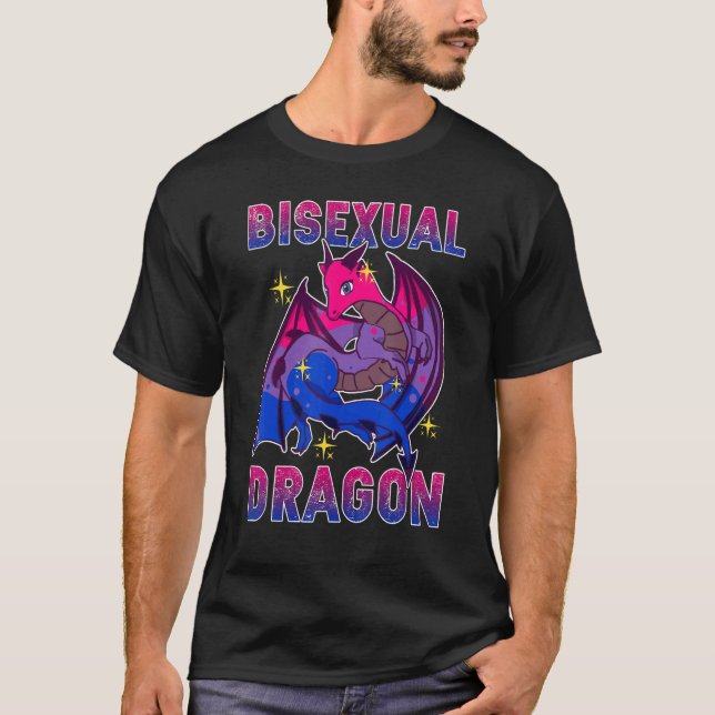 T-shirt Drapeau de bisexualité du dragon bisexuel Fierté L (Devant)