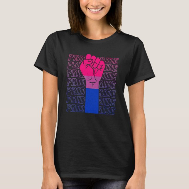T-shirt Drapeau de bisexualité Poing levé Fierté bisexuell (Devant)