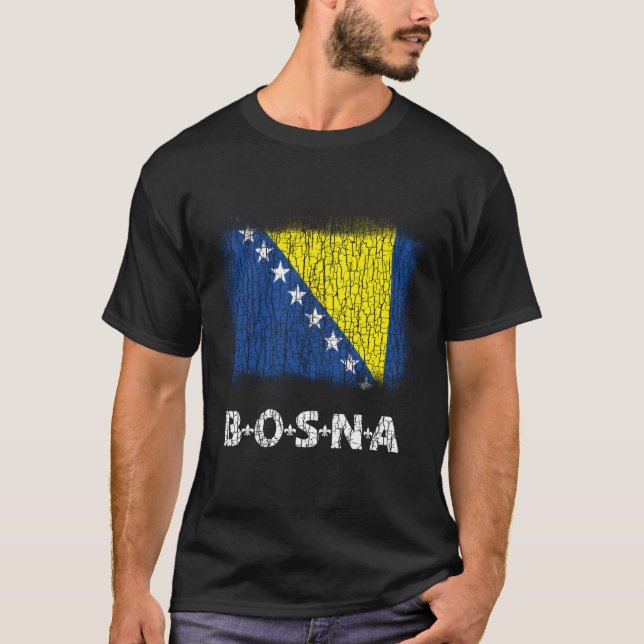 T-shirt Drapeau De Bosnie-Herzégovine Utilisé Rechercher T (Devant)