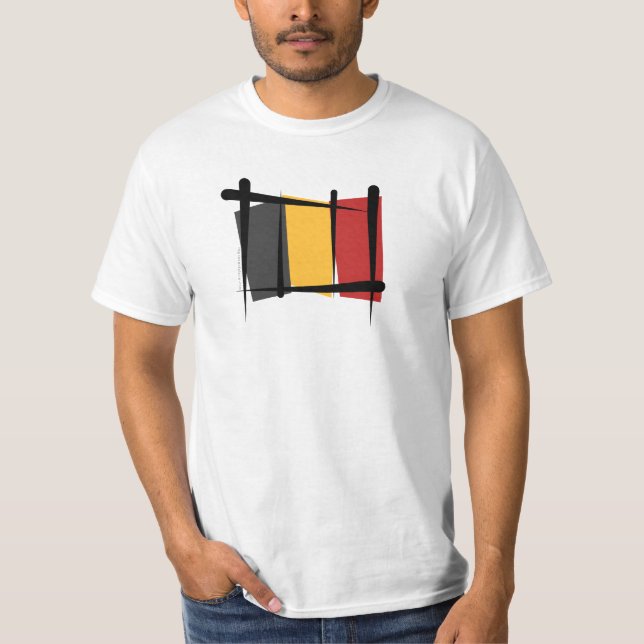 T-shirt Drapeau de brosse de la Belgique (Devant)