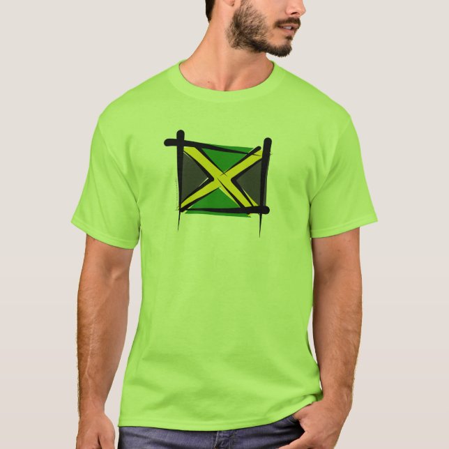 T-shirt Drapeau de brosse de la Jamaïque (Devant)