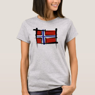T-shirt Drapeau de brosse de la Norvège