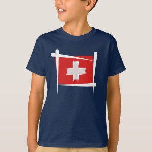 T-shirt Drapeau de brosse de la Suisse