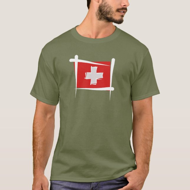 T-shirt Drapeau de brosse de la Suisse (Devant)