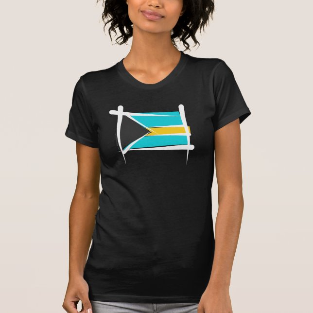 T-shirt Drapeau de brosse des Bahamas (Devant)