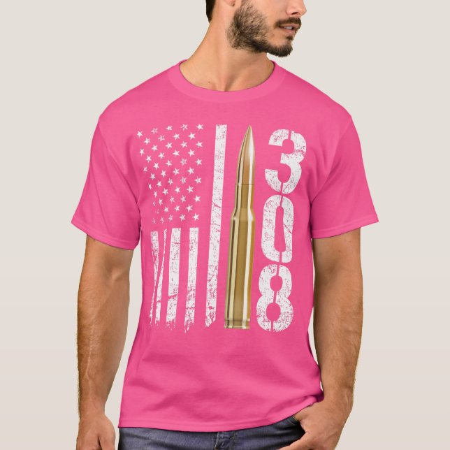 T-shirt Drapeau de calibre 308 de l'arme Ammo 308 (Devant)