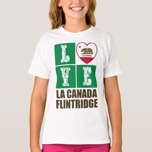 T-shirt Drapeau de Californie Coeur La Canada Flintridge (Devant)