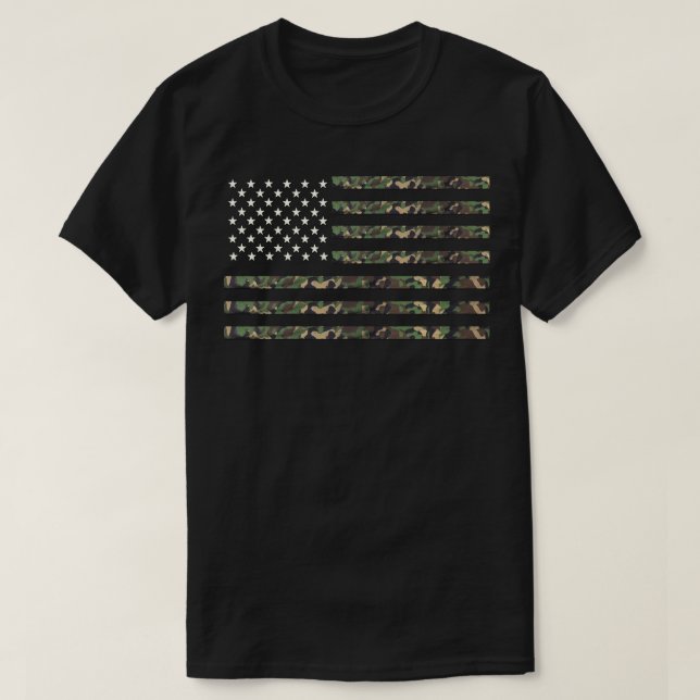 T-shirt Drapeau de camouflage militaire américain  (Design devant)