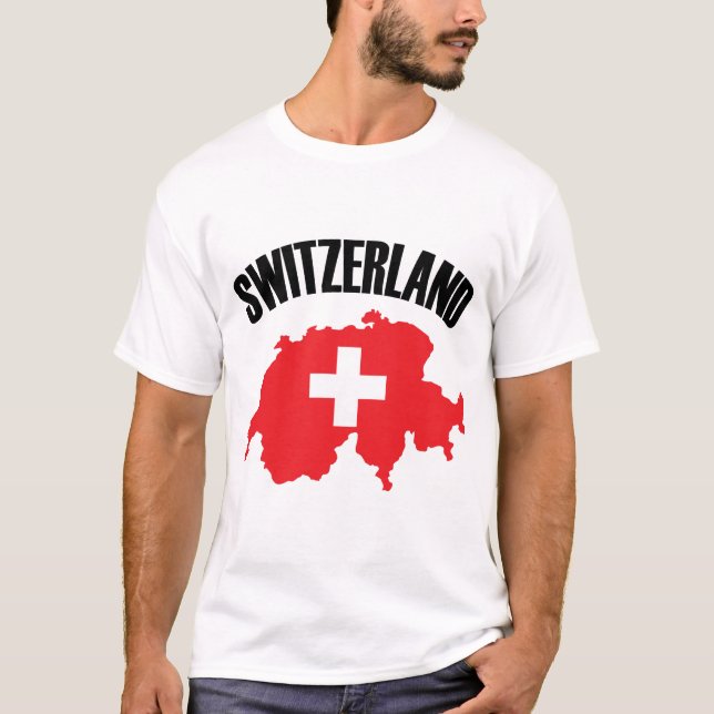 T-shirt Drapeau de carte Suisse (Devant)