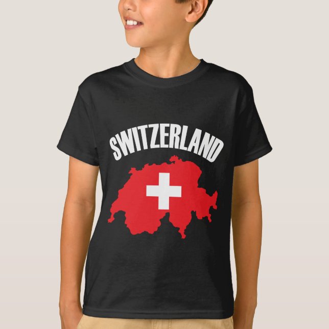 T-shirt Drapeau de carte Suisse (Devant)