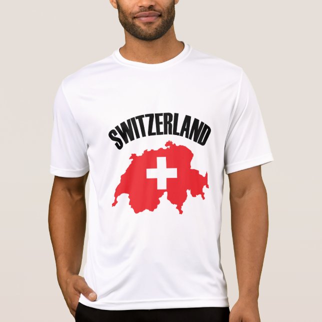T-shirt Drapeau de carte Suisse (Devant)