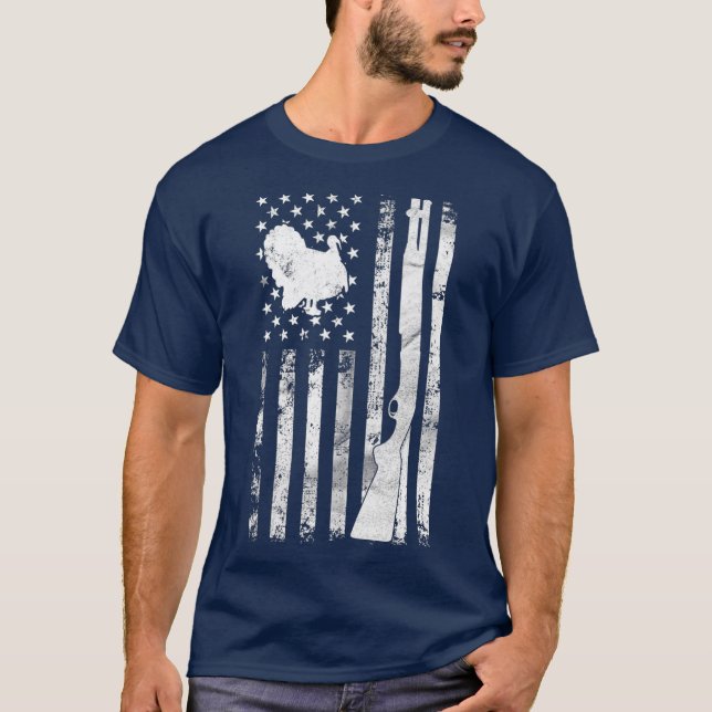 T-shirt Drapeau De Chasse À La Turquie Pour Les Chasseurs  (Devant)