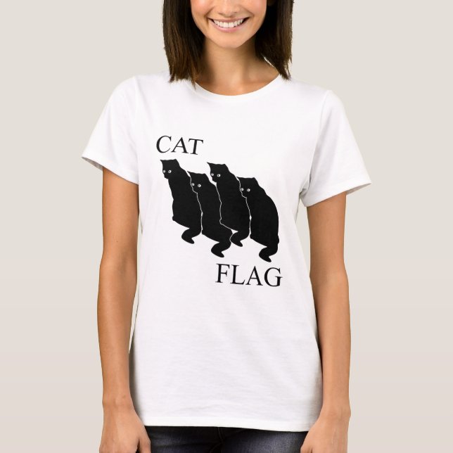 T-shirt Drapeau de chat Drôle noir amusant (Devant)