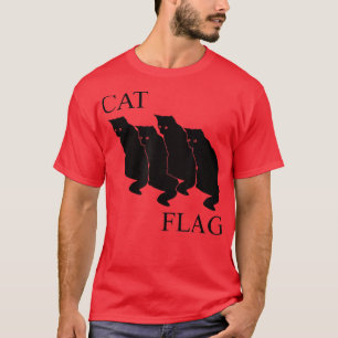 T-shirt Drapeau de chat Drôle noir amusant 